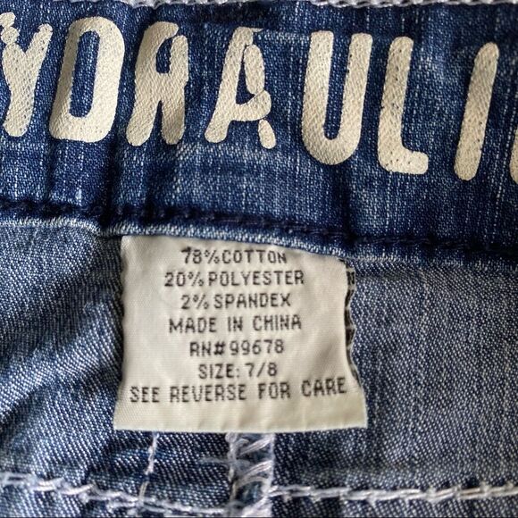 Vintage Hydraulic Distressed Denim Blue Jean Flap Pocket Micro Mini Skirt Sz 7/8 - Picture 11 of 14